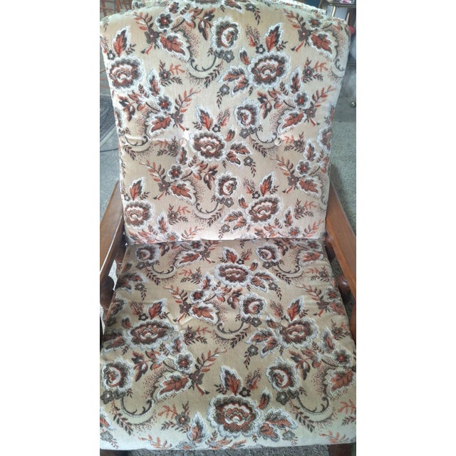 Vintage Lounge Chairs in Wood and Floral Fabric, 1970s, Set of 2 For Sale - Image 10 of 11