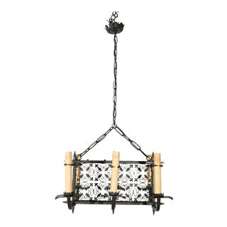 1930s Italian Iron Chandelier Fixture For Sale