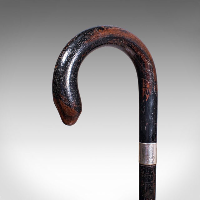 1930s Vintage Gentleman's Walking Cane, English, Brass, Stick, Hallmarked Silver, 1935 For Sale - Image 5 of 11