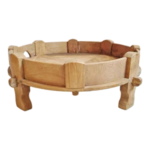Vintage Chakki Grinder Wood Ottoman