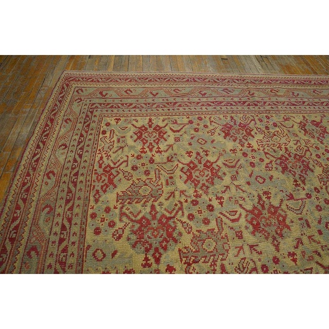 Textile 1900s Light Gray Geometric Antique Turkish Oushak Rug 8'4" X 11'7" Handknotted Wool Carpet For Sale - Image 7 of 12