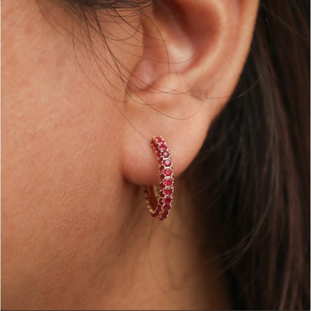 3.09 CTS Natural ruby earrings in 14k gold For Sale - Image 4 of 18