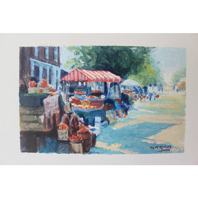 Width: 12 inches Height: 9 inches About this item Vintage original painting of a market on canvas board, unframed. The...