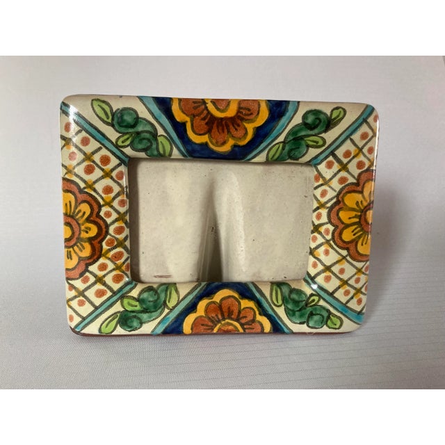 Ceramic Contemporary Mexican Artist Signed Floral Ceramic Picture Frame For Sale - Image 7 of 7