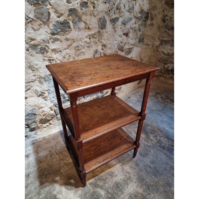 French Oak 3-Tier Etagere Side Table with Turned Legs, 1920s For Sale - Image 12 of 13