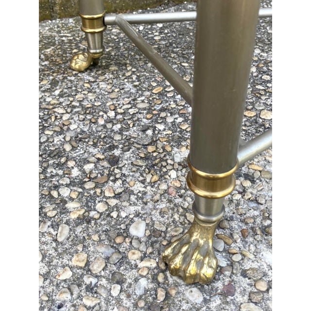 Mid 20th Century Jansen Style Console Table in Steel and Brass For Sale - Image 9 of 11