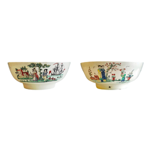 English Creamware Pottery Large Sailor's Farewell Bowl With a Chinoiserie Scene on the Reverse