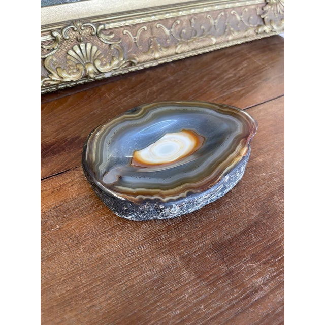 Polished Likely Agate Slice Bowl With Natural Banding For Sale - Image 4 of 10