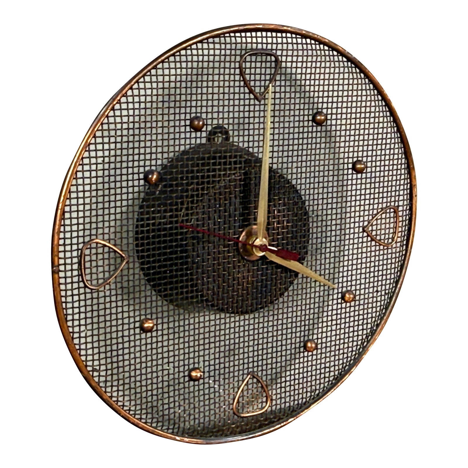 Mid Century Modern Copper Wire Mesh Wall Clock