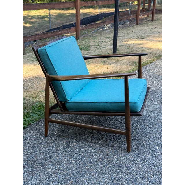 1960s Kofod Larsen for Selig Mid Century Walnut Lounge Chair For Sale - Image 5 of 8