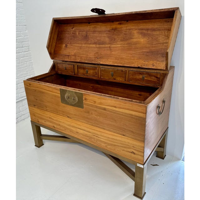 Modern Huge Mid 20th Century Modern Chinese Blanket Chest Trunk on Stand For Sale - Image 3 of 6