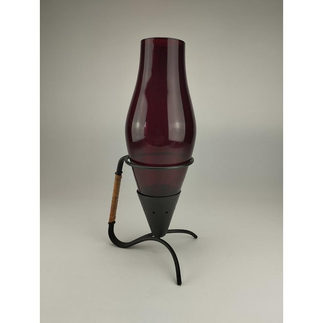 Gunnar Ander Mid-Century Lantern with Dark Red Glass by Gunnar Ander for Ystad-Metall For Sale - Image 4 of 8