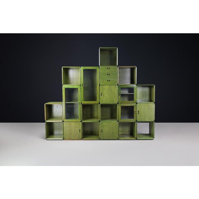 Green Modular Cabinet by Derk Jan de Vries for Maisa di Seveso, 1970s, Set of 19 For Sale - Image 10 of 18