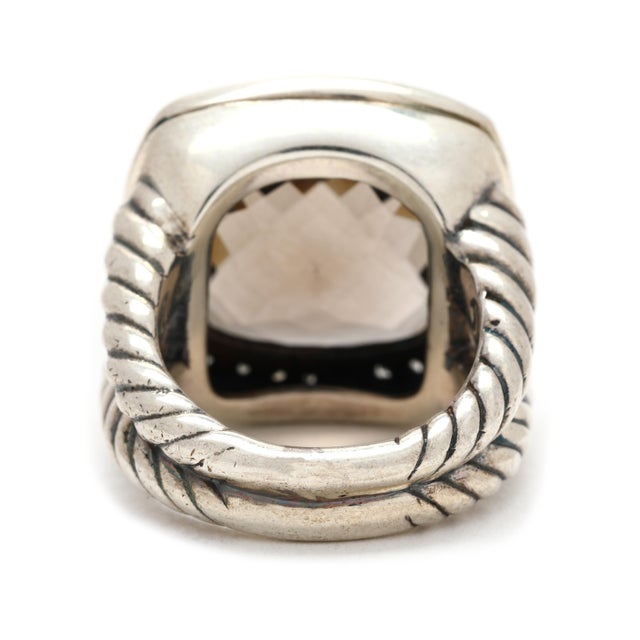 Modern David Yurman .48ctw Smoky Quartz & Diamond Ring, Sterling Silver, Ring Size 6.5 For Sale - Image 3 of 5
