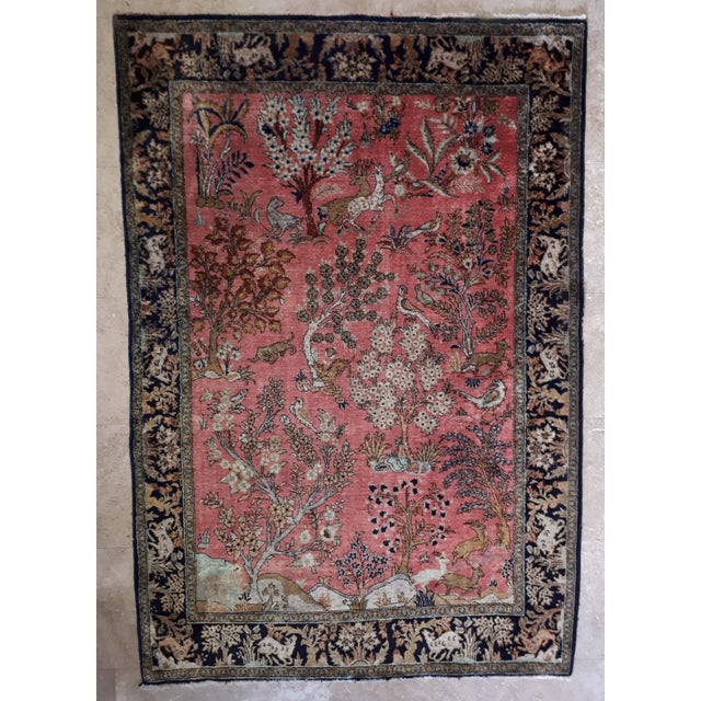 Textile Hand-Knotted Silk Ghoum Rug, 1950s For Sale - Image 7 of 7
