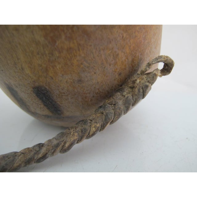 Wood Pacific Nw Coast Native American Wood Cup Bowl Mortar With Leather Handle For Sale - Image 7 of 8