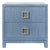Matthew Izzo Home Cole Light Blue Dyed Grasscloth Two Drawer Side Table/Nightstand With Glass Top and Large Satin Brass Square Hardware For Sale