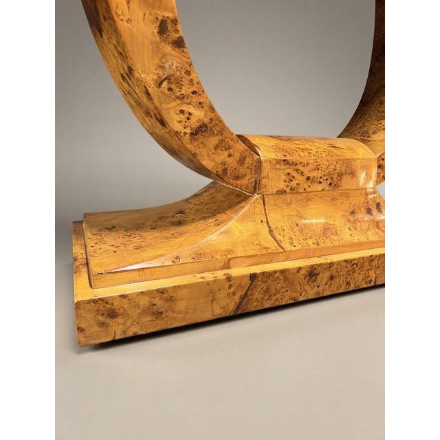 Art Deco Style Burl Walnut Console Table For Sale - Image 4 of 5