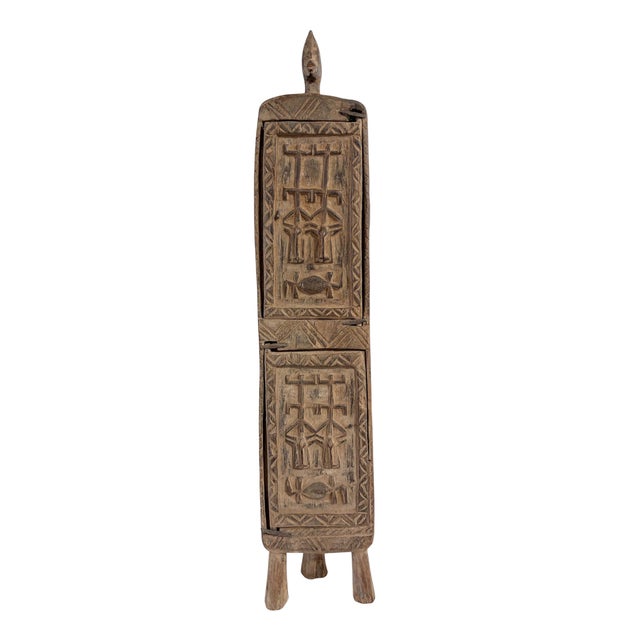 Wood Large Vintage Unique Dogon Hand Carved Wooden Box Mali 25" H For Sale - Image 7 of 9