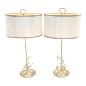 20th Century Silver Plated Flower Lamps, Spain, 1960s - a Pair