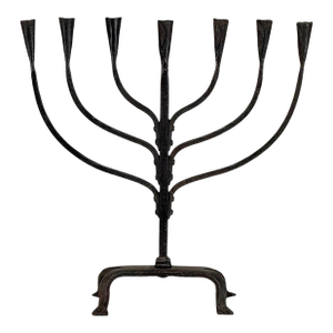 Mid-Century French Brutalist Hand-Forged Iron Seven-Light Candelabrum