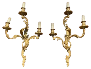 Louis XV Style Gilt Bronze Sconces, 19th Century, Set of 2