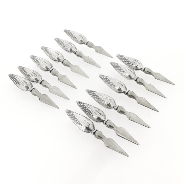 Silver Set of 12 Mid 20th Century Figural Sterling Silver Corn on the Cob Holders For Sale - Image 8 of 12