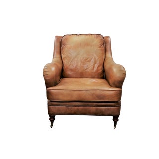 George Smith Style Leather Club Chair by Bradington Young For Sale