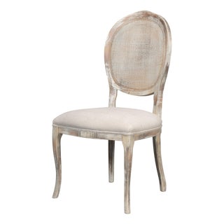 Cane Back Dining Chairs in Gray Oak with Taupe Seats, Sets of 2 For Sale