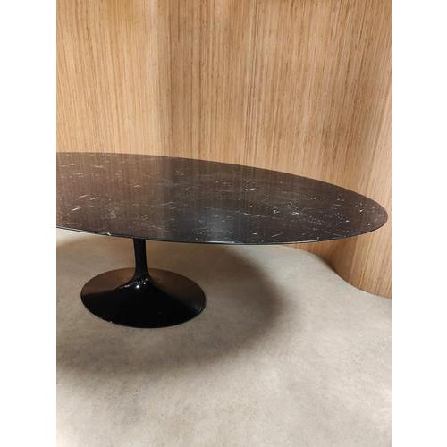 Black Vintage Oval Tulip Marble Dining Table by Eero Saarinen for Knoll, 1990s For Sale - Image 8 of 10