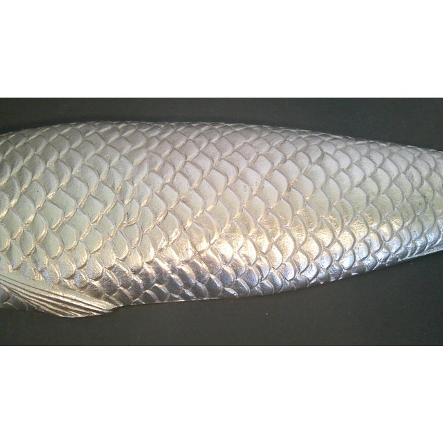 Vintage Style Silver Metal Fish Wall Hanging Sculpture For Sale - Image 4 of 12