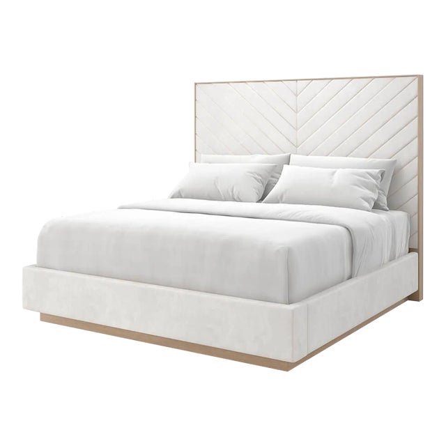 Cream Upholstered King Bed For Sale
