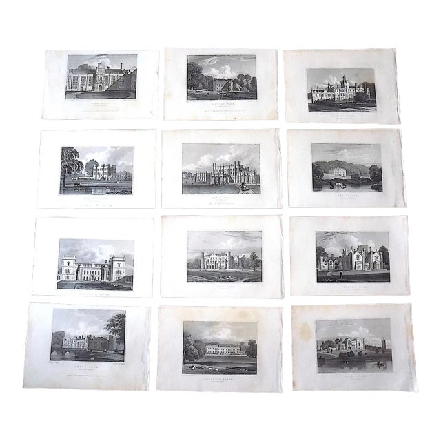 Authentic Antique 19th C. English Architectural Engravings - Set of 12 For Sale