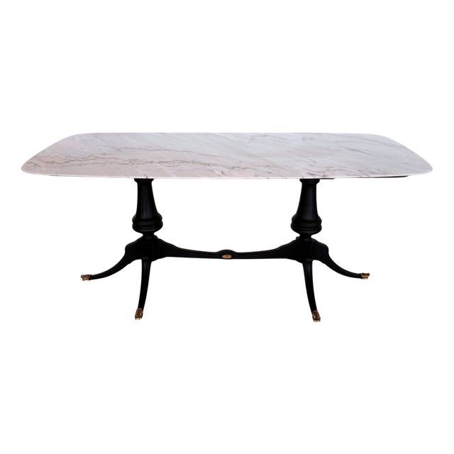 Midcentury Modern Italian Sculptural Dining Room Table with Marble Top, 1950s For Sale