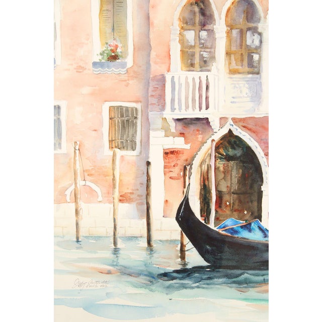 Judy Antonelli Framed Watercolor Painting, 'The Waiting Gondolas' For Sale - Image 10 of 12