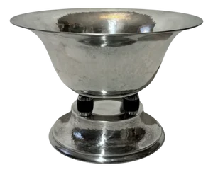 Swedish Art Deco Bowl in Nickel, Silver and Oak from Gab Eskilstuna, 1930s