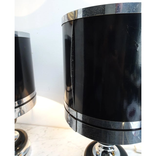Vintage Space Age Chrome and Black Table Lamps from Massive, 1970s, Set of 2 For Sale - Image 15 of 18