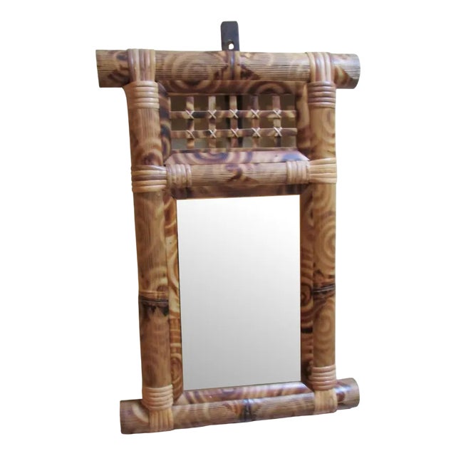 Bamboo and Rattan Mirror, 1970s For Sale