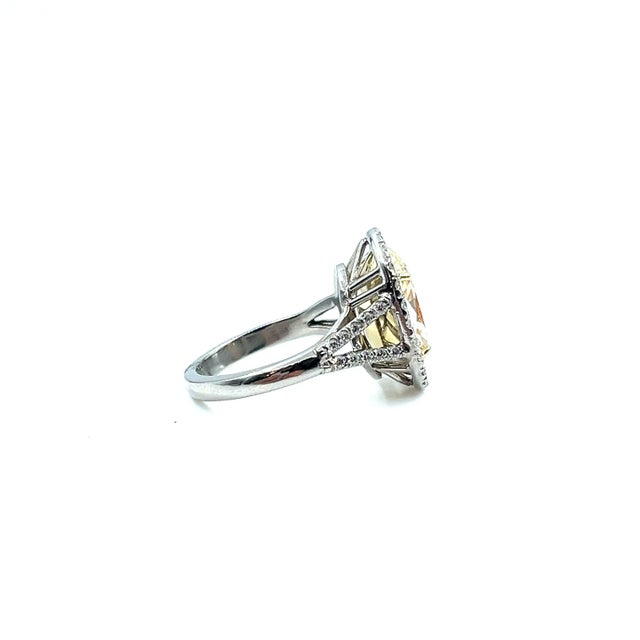 Modern 5.25 Certified Natural Yellow & Diamond Ring Size 6 For Sale - Image 3 of 5