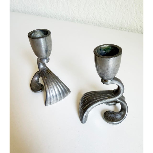 Just Andersen 1930s Just Andersen Pewter Candlesticks, Denmark For Sale - Image 4 of 7