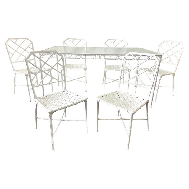 White Brown Jordan Garden Dining Set by Hall Bradley "Calcutta" - Set of 7 For Sale - Image 8 of 18