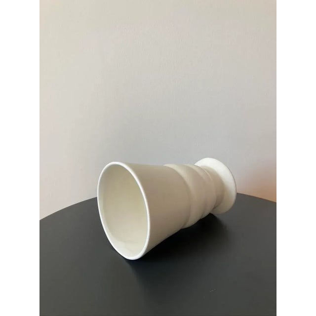American Modern Matte White Porcelain Vase With Banded Design by Haeger, Circa Early 20th Century For Sale In New York - Image 6 of 12