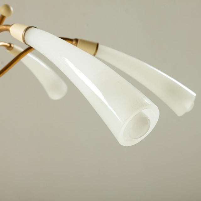 1950s Mid-Century Modern Italian Spider Pendant Light in Brass and Murano Glass, 1950s For Sale - Image 5 of 9