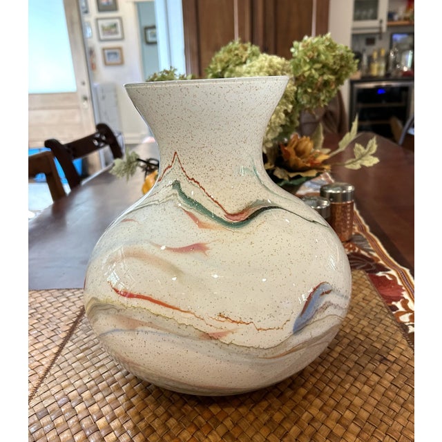 Glass Italian Glass Marbleized Vases - A Pair For Sale - Image 7 of 9