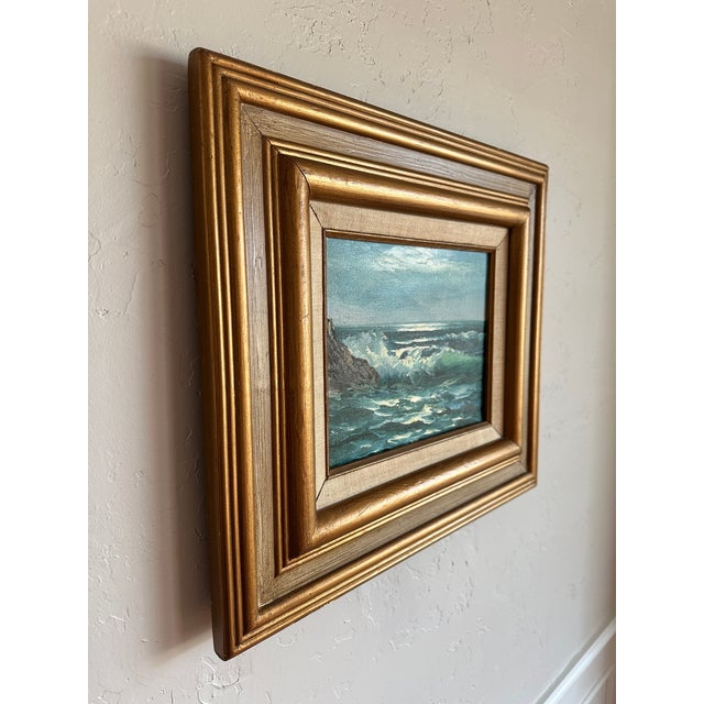 Vintage Original Oil Painting; Framed Seascape by David Crespi 1960s For Sale - Image 9 of 12
