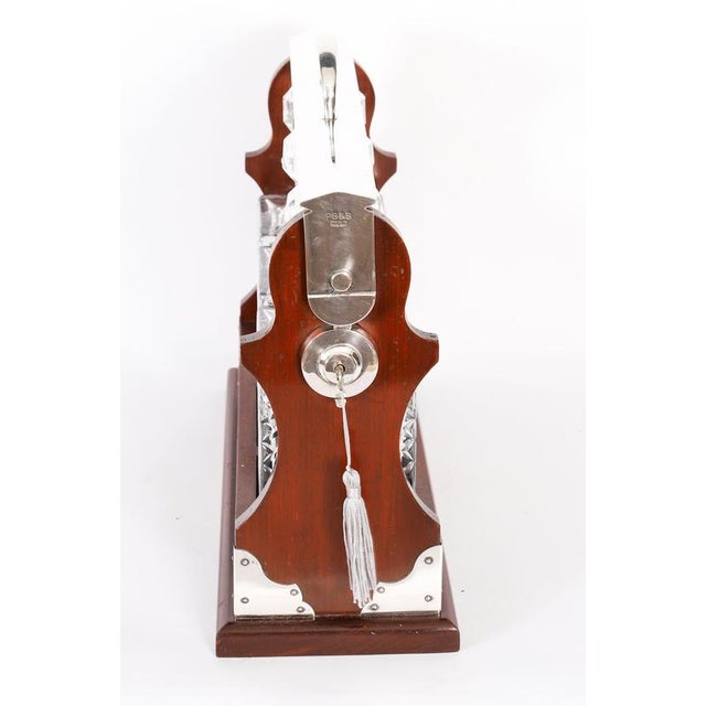 Late 20th Century English Silver-Plated 3-Bottle Tantalus, Set of 4 For Sale - Image 9 of 14