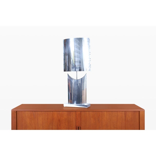 Mid-Century Modern Crescent Moon Chrome Table Lamp by Curtis Jere, 1970s For Sale - Image 9 of 11