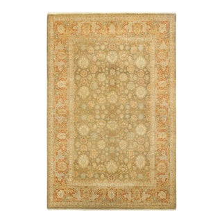 Mogul Collection Hand-Knotted Area Rug - Green 6' 2" x 9' 4" For Sale
