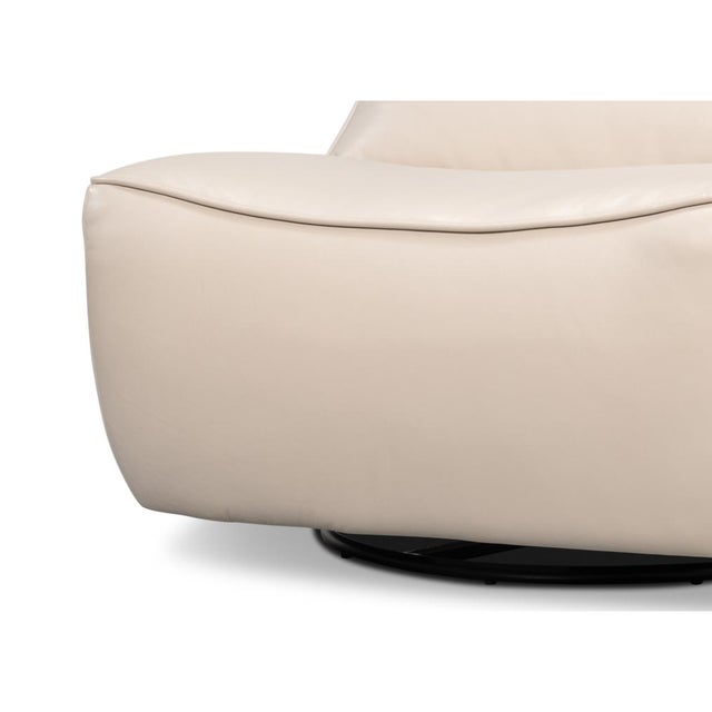White Leather Swivel Slipper Chair For Sale - Image 10 of 12