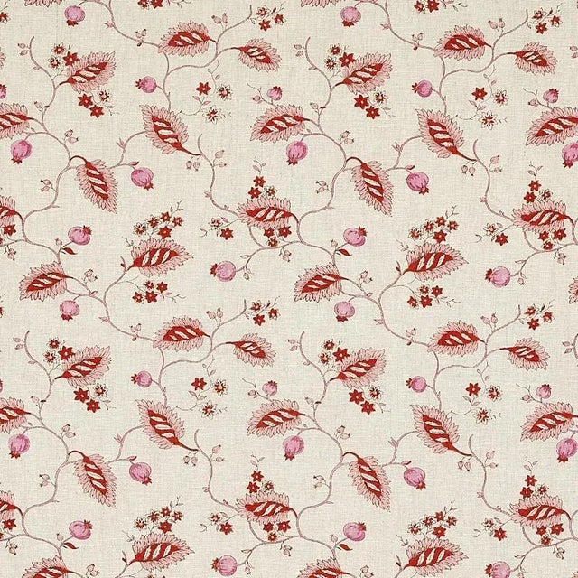 Schumacher Maryam Vine Fabric in Pink & Red For Sale